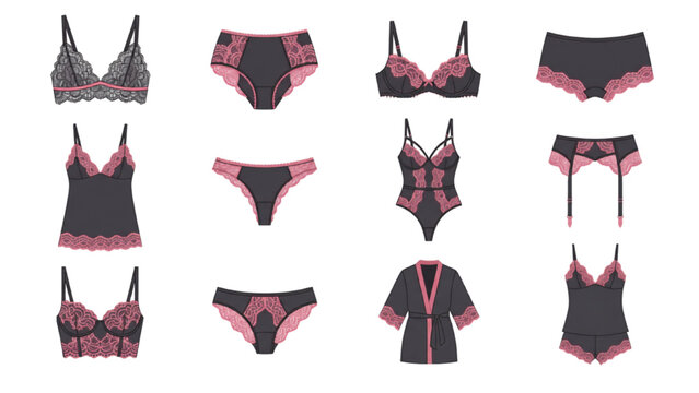 lace lingerie collection women underwear vector set