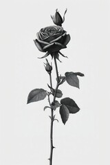 Obraz premium Detailed black and white rose illustration