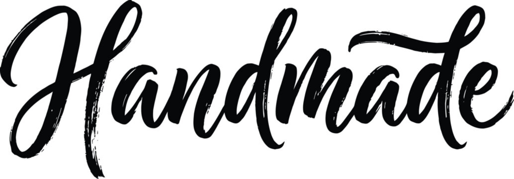 Handmade brush calligraphy script lettering isolated on a white background for creative design projects