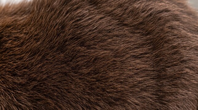 Close up of thick brown beaver fur texture. Soft animal hair background for design.