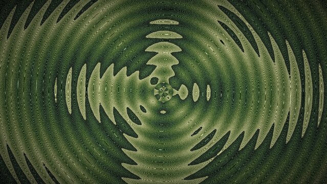Green concentric ripple pattern radiating from center in liquid style.