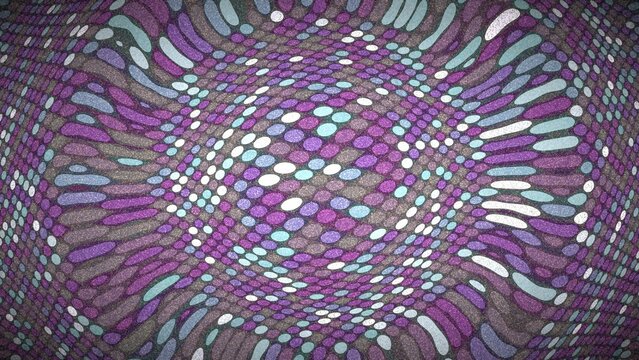 Abstract purple and teal distorted dot pattern for artistic design.