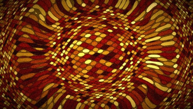 Abstract gold and red mosaic texture with wavy geometric dot pattern.