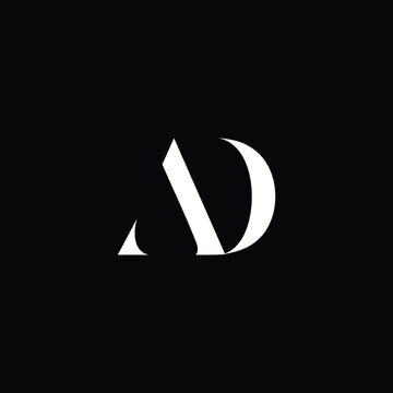 Elegant AD monogram logo design on black background.