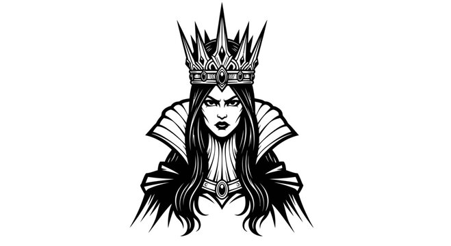 Evil Queen Portrait Illustration with Crown