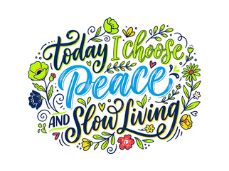 Inspirational Hand Lettering with Flowers and Leaves © ijo