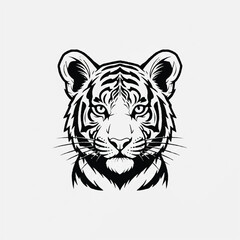 Fototapeta premium Detailed Black and White Tiger Head Illustration