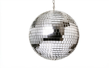 Obraz premium Shiny silver disco ball isolated on white