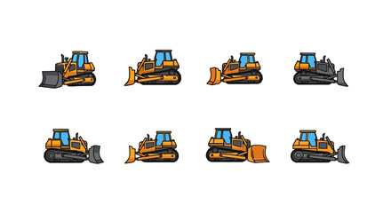 Heavy Construction Bulldozer Equipment Icon Collection © ayam