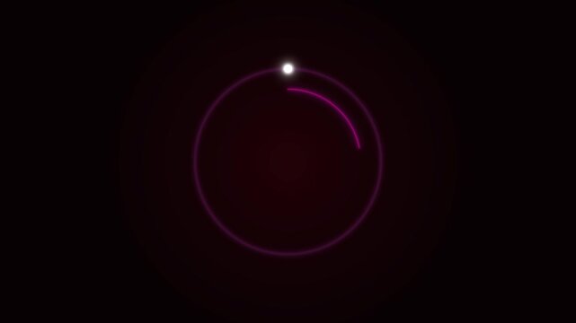 Minimal red light countdown from five to one, circular timer animation for video intro
