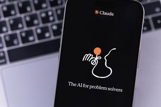 Claude logo mobile app on a screen iPhone closeup smartphone. Claude is a family of large language models developed by Anthropic. Batumi, Georgia - June 17, 2026