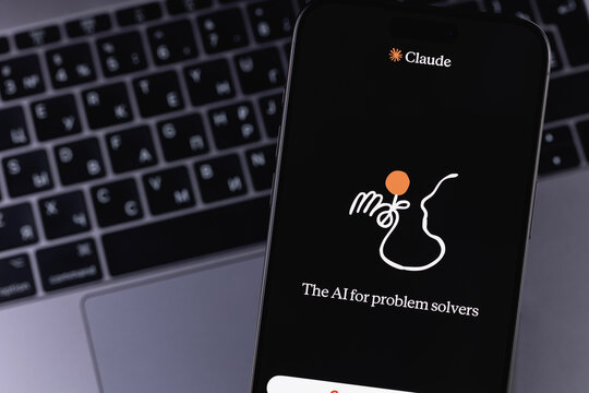 Claude logo mobile app on a screen iPhone smartphone closeup. Claude is a family of large language models developed by Anthropic. Batumi, Georgia - June 17, 2026