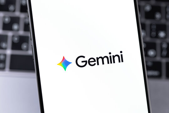 Google Gemini mobile logo app on a screen smartphone iPhone closeup. Gemini is an AI assistant from Google. Batumi, Georgia - June 17, 2026