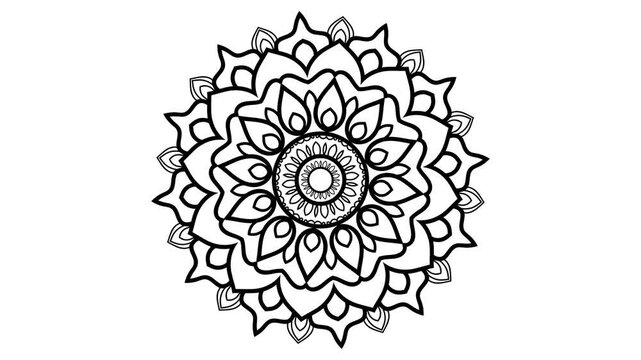 Black oriental mandala rotation animation on white background. Black background with mandala animation. Islamic animated video royal golden arabesque pattern Arabic Islamic