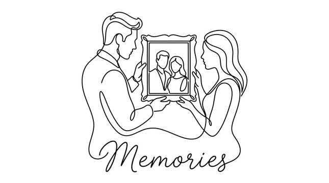 Tender moment between two individuals holding a framed photo capturing cherished memories