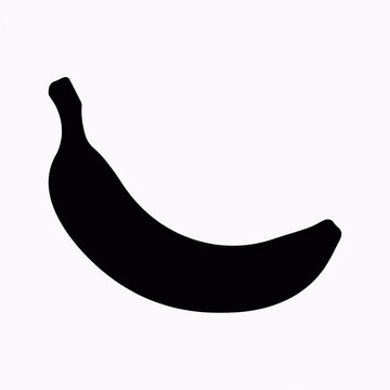 Banana silhouette icon. Black vector graphic of a tropical fruit shape.