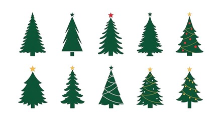 Obraz premium Vector illustration of Christmas tree symbols set.