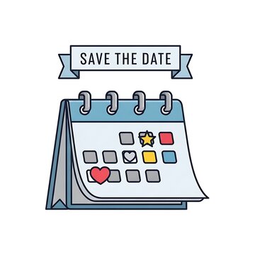 Save the date invitation with colorful gift boxes.