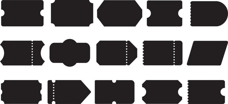 Minimal Bold Vector Ticket Shapes Set