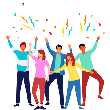 Happy Young People Celebrating Together