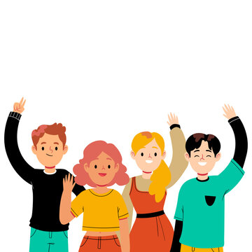 Happy Diverse Youth Celebrating Together Joyfully