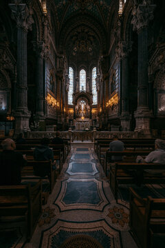 interior design and religious art of Basilica of Notre-Dame de Fourvi&egrave;re, Lyon France