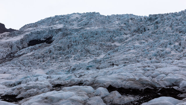 Skaftafell Glacier hiking on icefall landscape in Iceland
