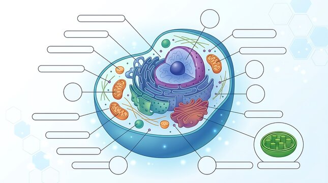 Cross section of a cell diagram with blank text labels