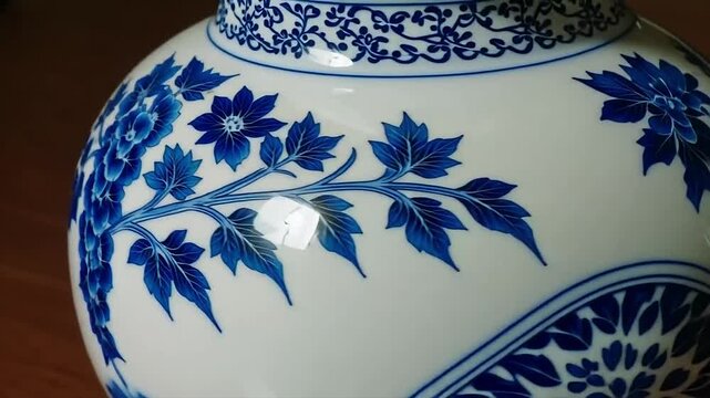 Traditional Korean Cheonghwa Baekja Porcelain Grapevine Pattern Seamless Loop 4K
