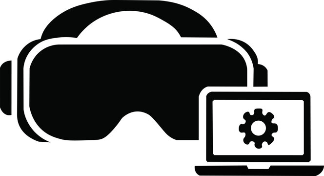 VR headset virtual reality remote work technology vector icon