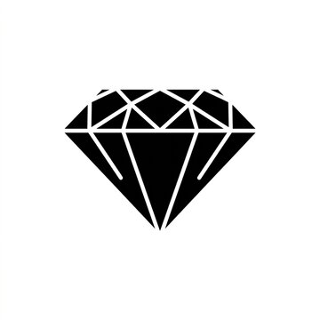 Diamond silhouette icon. Black gemstone shape isolated on white background.