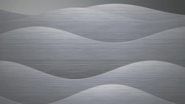 Brushed metallic wave layers slide smoothly in a seamless loop