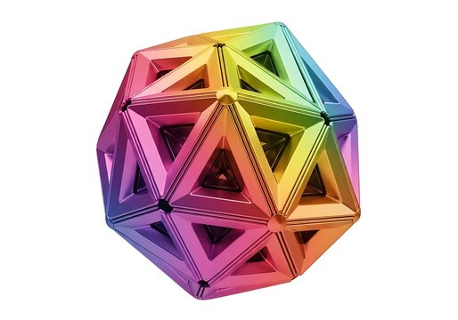 Colorful geometric rhombic dodecahedron 3d model