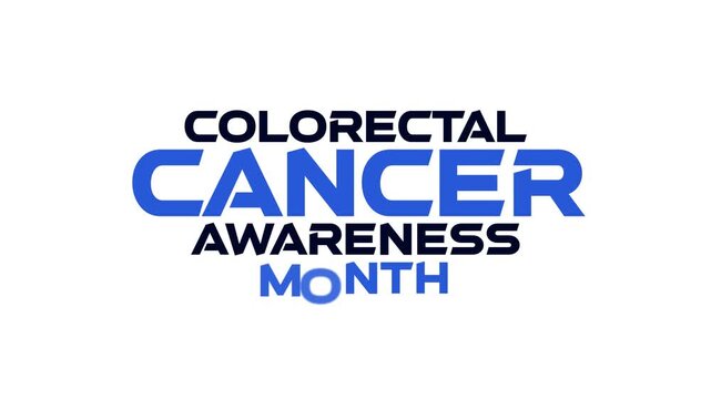 Colorectal Cancer Awareness Month cinematic fade in fade out seamlessly loopable minimalist colorful text animation on black or white background great for celebrating Colorectal Cancer Awareness Month