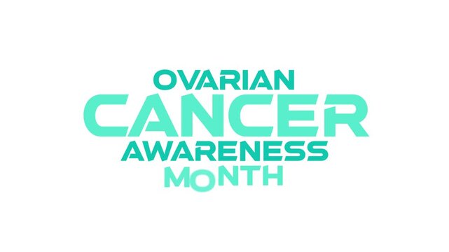 Ovarian Cancer Awareness Month cinematic fade in and fade out seamlessly loopable minimalist colorful text animation on a black or white background great for celebrating Ovarian Cancer Awareness Month