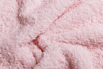 Abstract Background Texture Of Wrinkled Soft Pink Plush Sherpa Fabric Material © Traan