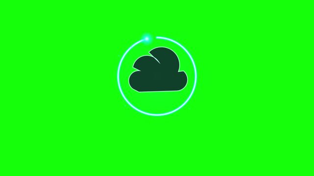 Animated cloud icon opening file folder on green screen