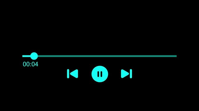 Audio music player timeline bar moving  track animation on white background, One minute music player animation multimedia concept,