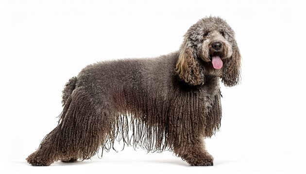 purebred puli dog standing isolated hungarian herding breed known for its distinctive corded coat resembling dreadlocks