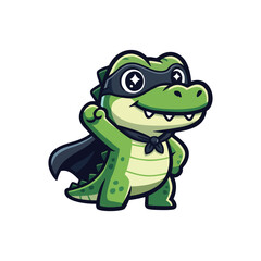 Fototapeta premium cute crocodile kawaii superhero mascot design