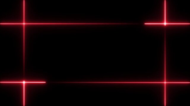 Abstract Glowing Neon line rectangle frame icon animation, rectangle shape on black background. 4k video