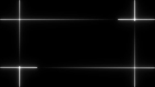 Abstract Glowing Neon line rectangle frame icon animation, rectangle shape on black background. 4k video