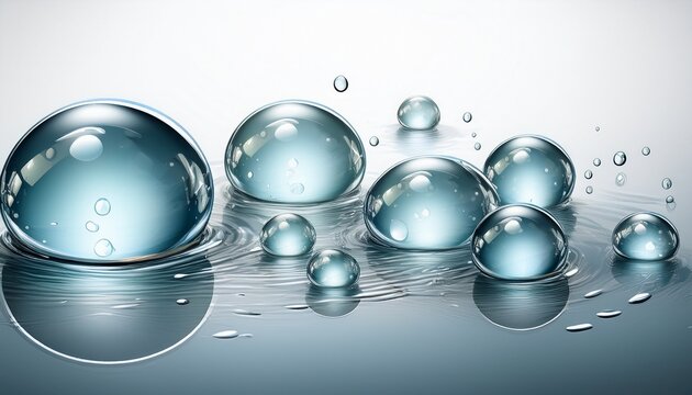 large and small water droplets illuminated by soft light isolated on white background generative ai
