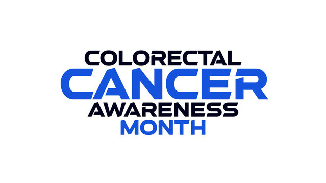 Colorectal Cancer Awareness Month minimal and colorful text typography on a black or white background great for celebrating awareness for Colorectal Cancer Awareness Month march blue ribbon healthcare