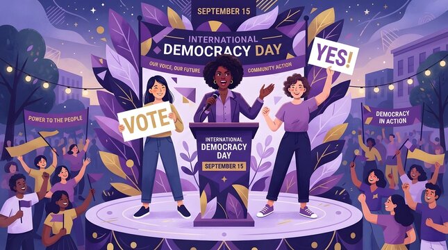International democracy day celebration with people voting and community action