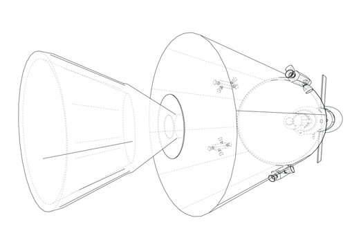 spacecraft design blueprint illustration. Vector