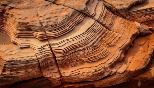 detailed close up view of weathered sandstone rock surface showing natural golden brown textures and intricate geological mineral patterns outdoors