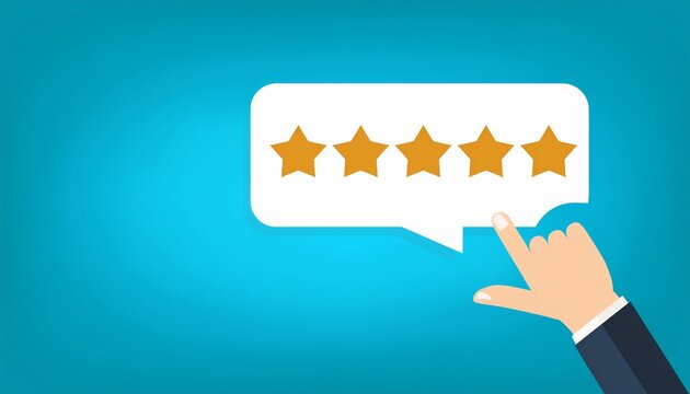 five star review rating with one highlighted star and speech bubble
