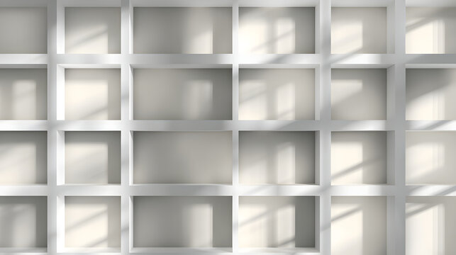 Abstract wall panel with straight line grid and soft shadow light