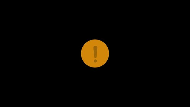neon warning icon animation, neon warning icon alert 4k video animation & black background, A neon purple warning sign with an exclamation mark  neon glow animation,